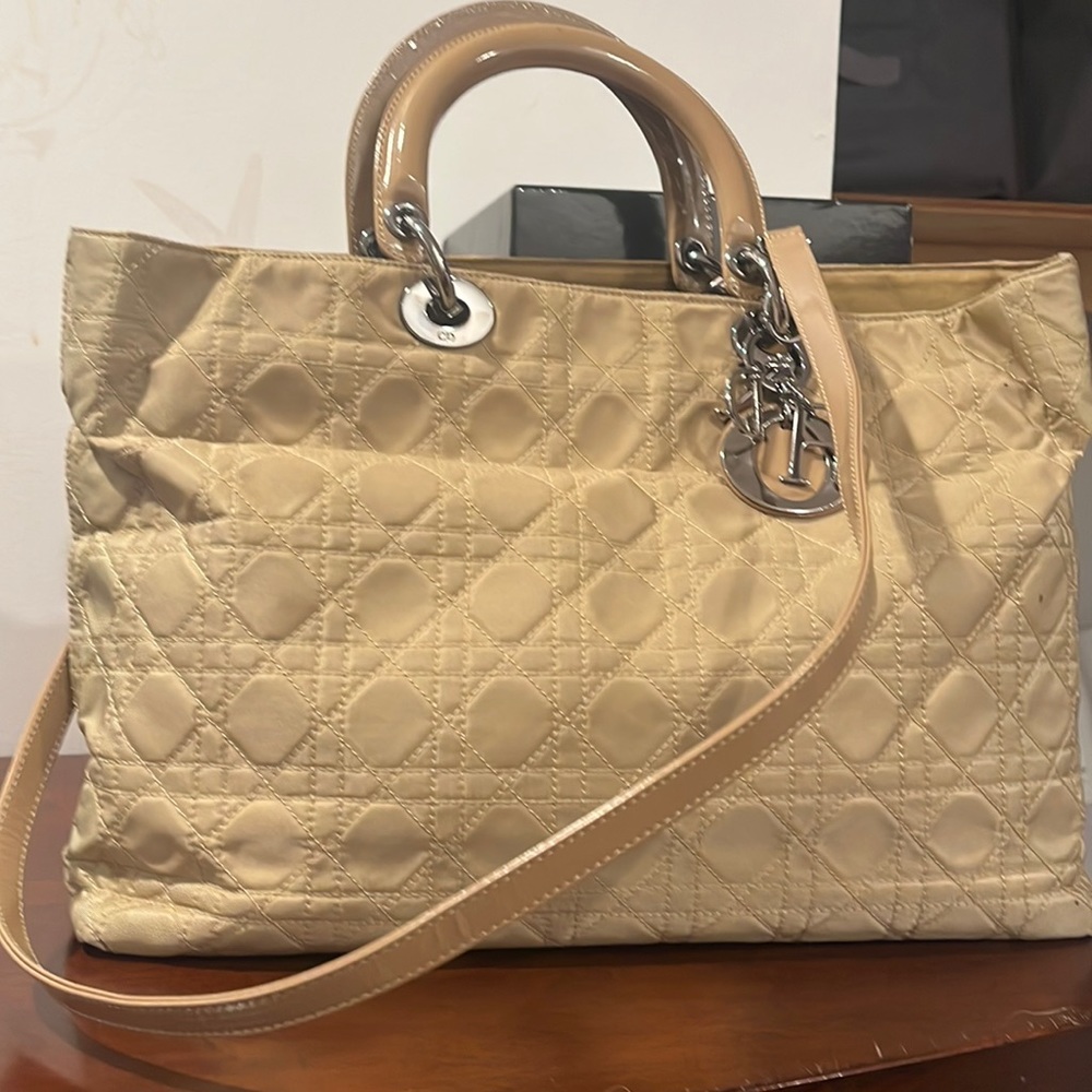 Christian Dior Quilted Denim Cannage Lady 2 way Tote